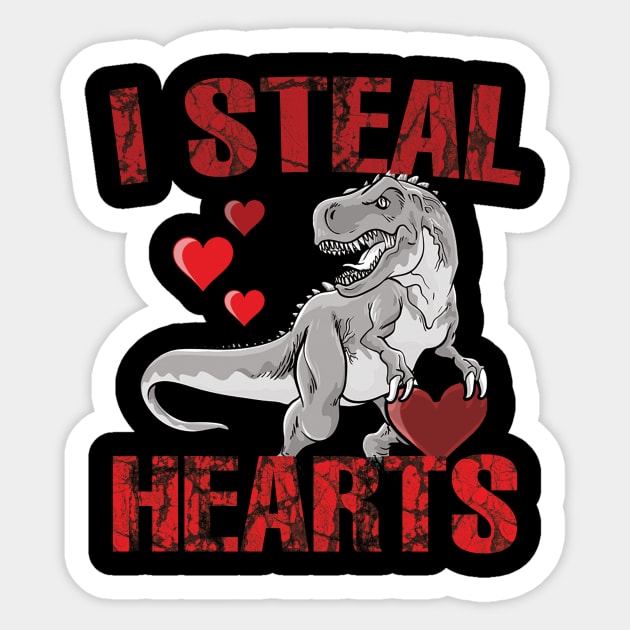 I Steal Hearts Trex Dino Cute Baby Boy Valentines Day Sticker by EslamMohmmad